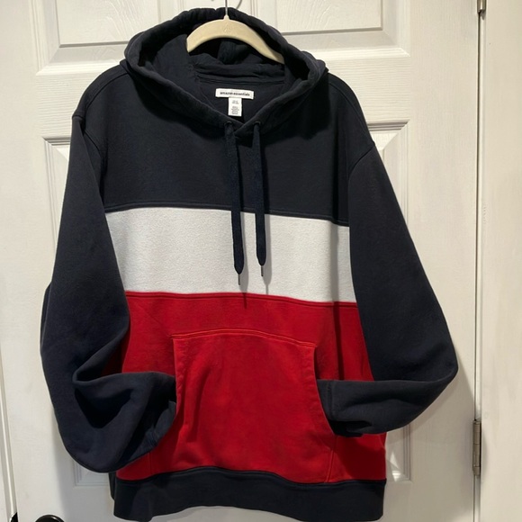 Amazon Essentials Other - Amazon Essentials Blue, Red and White Colorblock Hoodie